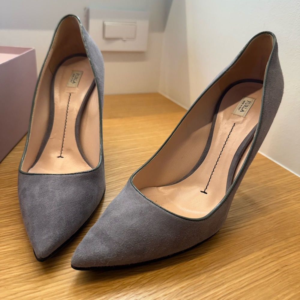 Furla Charcoal Suede Heels